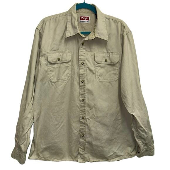 Wrangler Other - Wrangler Premium Quality Beige Button Up Shirt Men’s Large Western Workwear